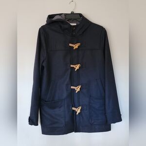 Country Road Navy Wool-Blend Duffle Coat - Classic Toggles, Size L
​